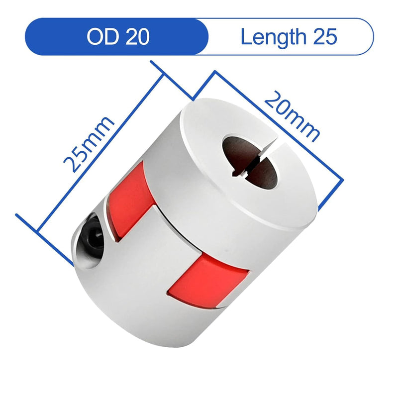 D20*L25 Flexible Shaft Coupling, 6.35mm to 8mm Bore, Aluminum Plum Connector for 3D Printers, CNC Machines, and Servo/Stepper Motors Bore 6.35mm to 8mm 1