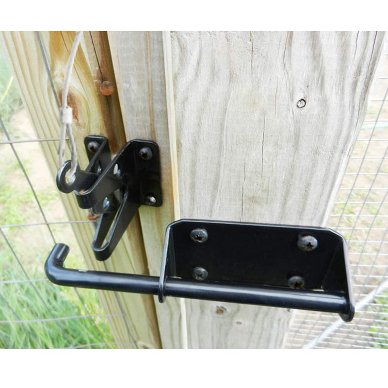 Heavy Duty Automatic Latch for Wooden & Metal Gates, Vinyl Fence, Self Locking Outswinging Pool & Dog Gate Door Latch with Gravity Security & Cable Pull Opener, Black