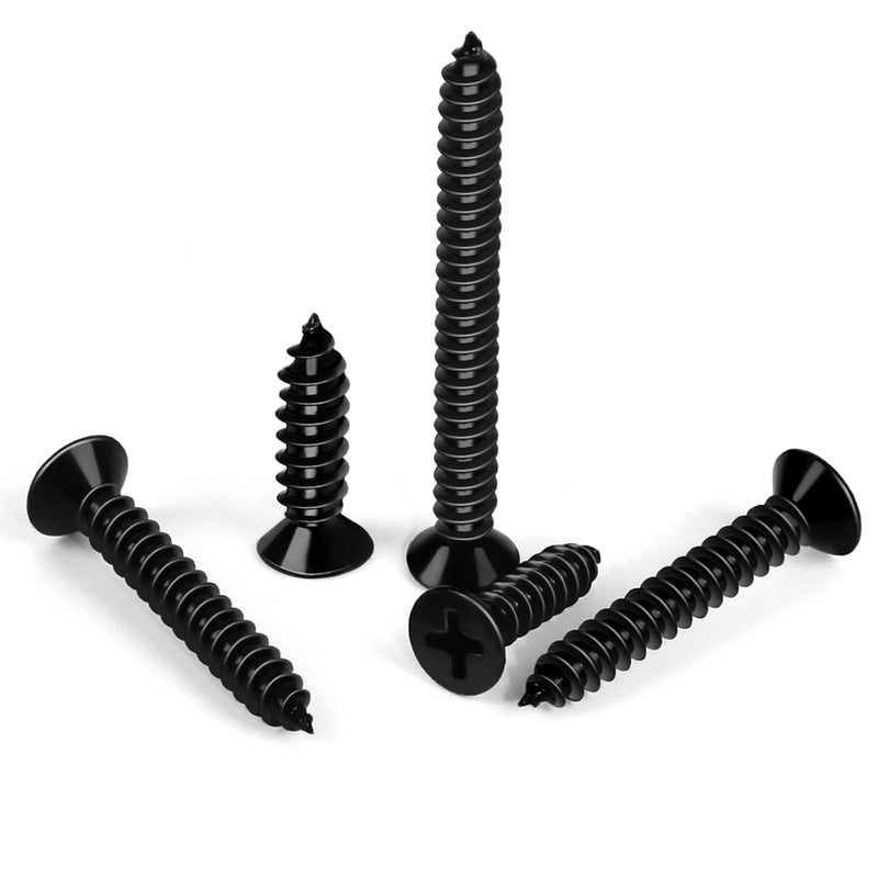 #10 x 1-1/4" Flat Head Wood Screw, Sheet Metal Screws, Stainless Steel 18-8 (304), Black Finish, 100 PCS #10 x 1-1/4"