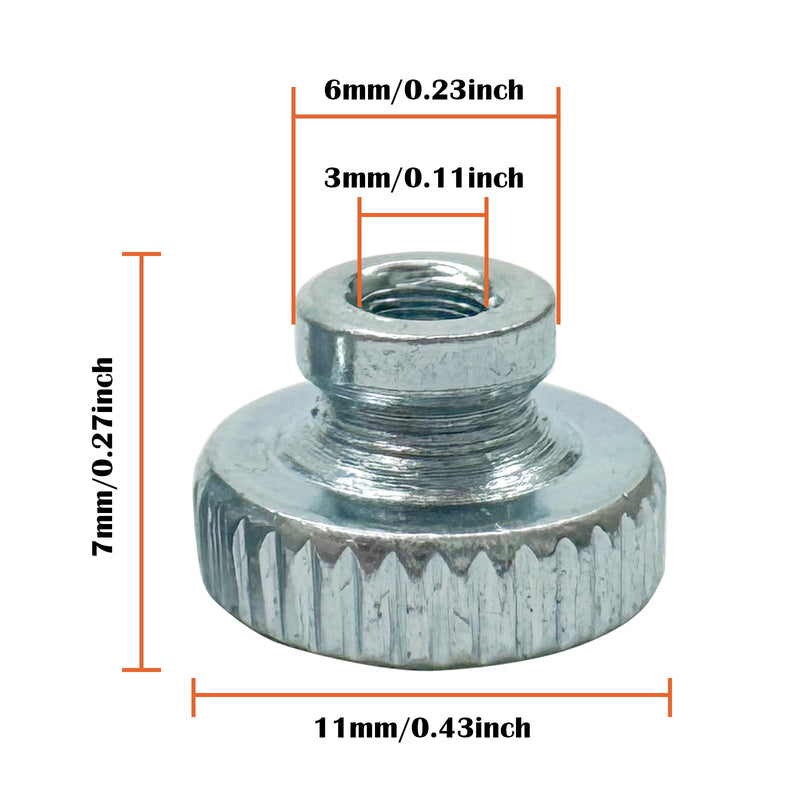 30Pcs Knurled Thumb Nuts,M3 High Head Through Hole Round Knurled Thumb,Carbon Steel Galvanized Round Knobs Fastener for 3D Printer Parts,Machine Tools M3