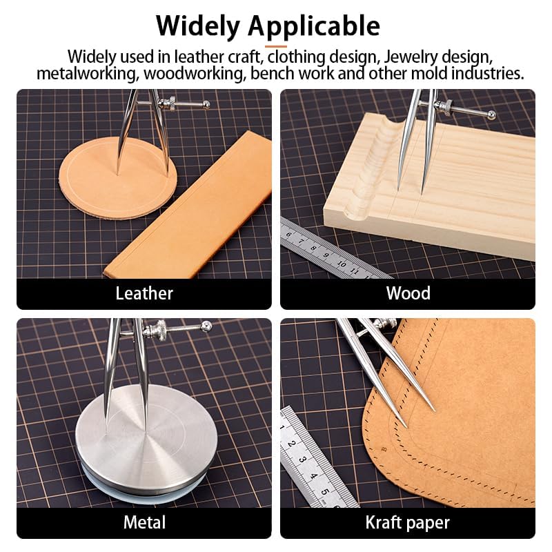 WUTA Spring Wing Divider 304 Stainless Steel Precision Scriber Caliper Tool Metal Dividers Adjustable Spacing Compass High Polished Round Leg for Drawing Circles, Leather Craft, Jewelry Design (Small) wt-wing