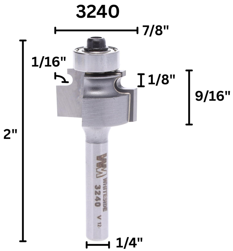 Whiteside Router Bits 3240 Edge Beading Bit with 7/8-Inch Large Diameter and 9/16-Inch Cutting Length