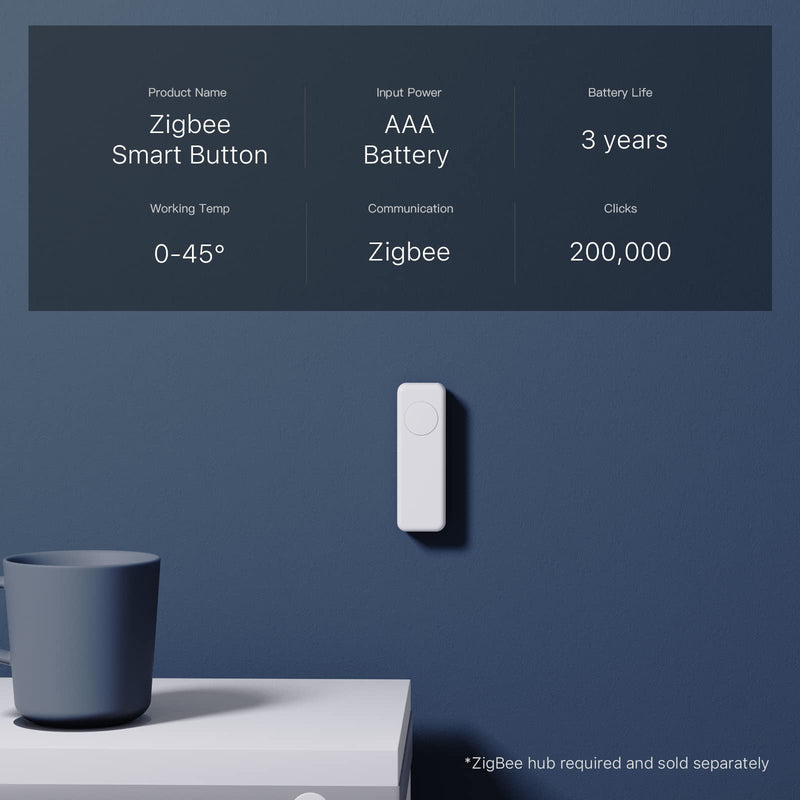 THIRDREALITY ZigBee Smart Button 2 Pack, 3-Way Remote Control, Require Zigbee hub, Work with SmartThings, Aeotec, Hubitat, Home Assistant, Third Reality Hub, Battery Included. White 2 Pack