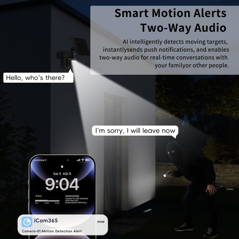 4G LTE Cellular Solar Powered Security Camera Wireless Outdoor, No WiFi Security Camera with SIM Card & Unlimited Data Plan, 2 Way Talk, 355° Live View, 2K Color Night Vision, PIR Motion Sensor