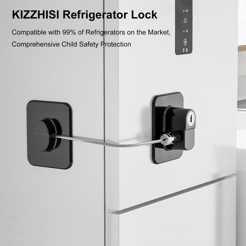 Fridge Lock (4 Pack),Refrigerator Lock with Keys,for Fridge, Cabinet Locks, Drawers, Dishwasher, Toilet and Child Safety Cabinet Locks, 3M Adhesive No Drilling (Black 4pcs) Black 4pcs