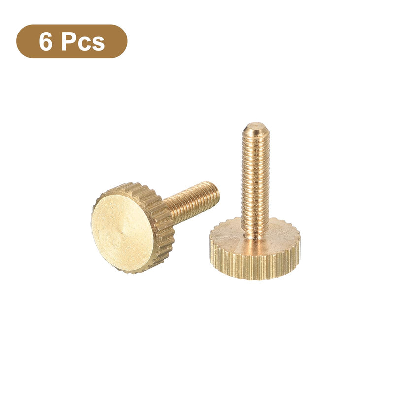 uxcell M3x12mm Knurled Thumb Screws, 6pcs Flat Knurled Head Fully Threaded Brass Thumb Screws Bolts Grip Knobs Fasteners 6