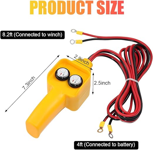 RUGCEL WINCH Winch Hand Control Assembly for Rated Pulling 1500lbs to 5000lbs 12V Electric Winch, Winch Hand-held Control Replacement (Yellow) Yellow