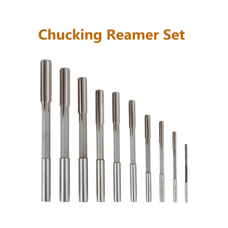 Kimllier 10Pcs Chucking Reamer Set 3-12mm HSS H7 Reamer Set Cutter Milling Reamer Kit for Lathe Machine