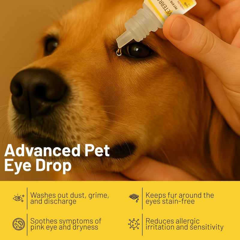 Pet Eye Drops , Cat Eye Drop | Pet Eye Health Formula - Treats & Prevents Eye Diseases in Dogs & Cats (Conjunctivitis, Tear Duct Obstruction, Corneal Ulcers) - Soothing Relief for Irritated Eyes 5 ml