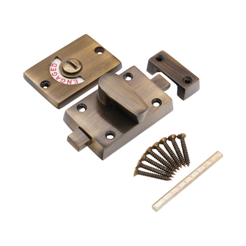Infinity Decor Antique Vacant and Engaged Sign Indicator Bolt, Zinc Bathroom Privacy Toilet Door Latch Lock