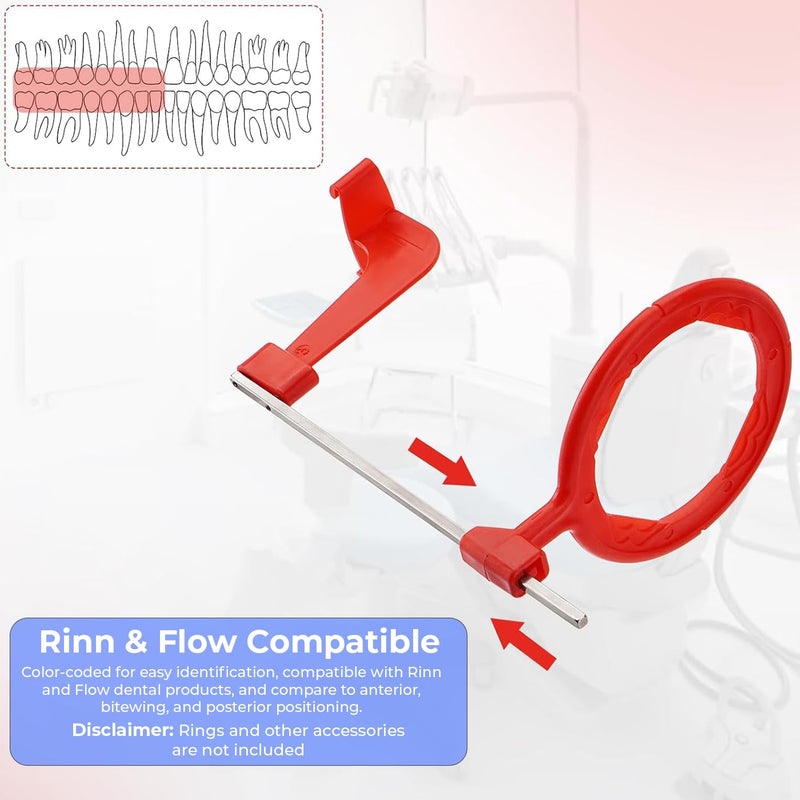 Dental X-Ray Positioning Arm - Pack of 5 XCP/BAI Style Red BiteWing Color-Coded Stainless Steel Autoclavable Reusable - Compatible with Film PSP & Digital Sensors Red - BiteWing