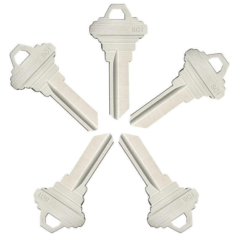 Blank Keys SC1 Key Blanks Pack of 50 Blank Key House Office Brass Key Blank, Silver