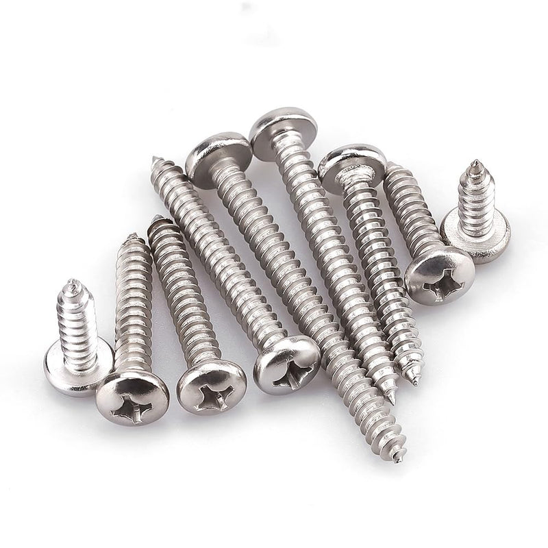 #8 x 3/4" (100 Pack) Stainless Steel Phillips Pan Head Wood Screws, Stainless Steel 304 (18-8), Pan Head Sheet Metal Screws Self Tapping Screws #8 x 3/4" 100