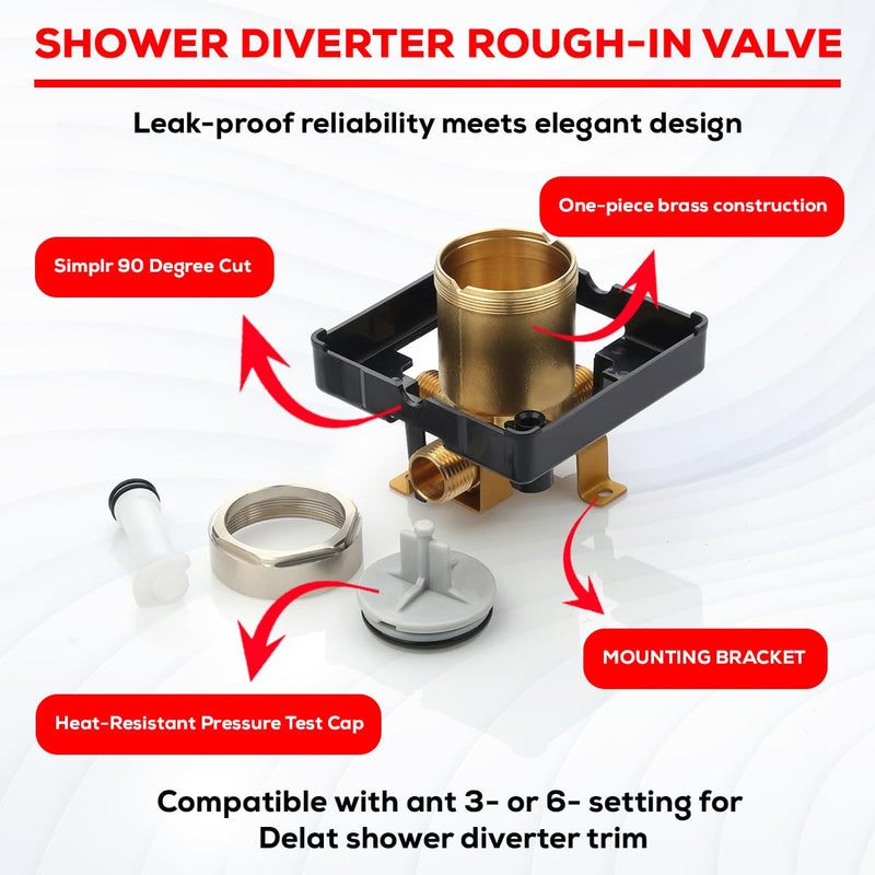 R10000 UNBXHF Shower Valve Body for Shower Faucet Trim Kits, Single or Dual Function Shower, Rough in Valve, Brass Body (R10000-UNBXHF) R10000-UNBXHF