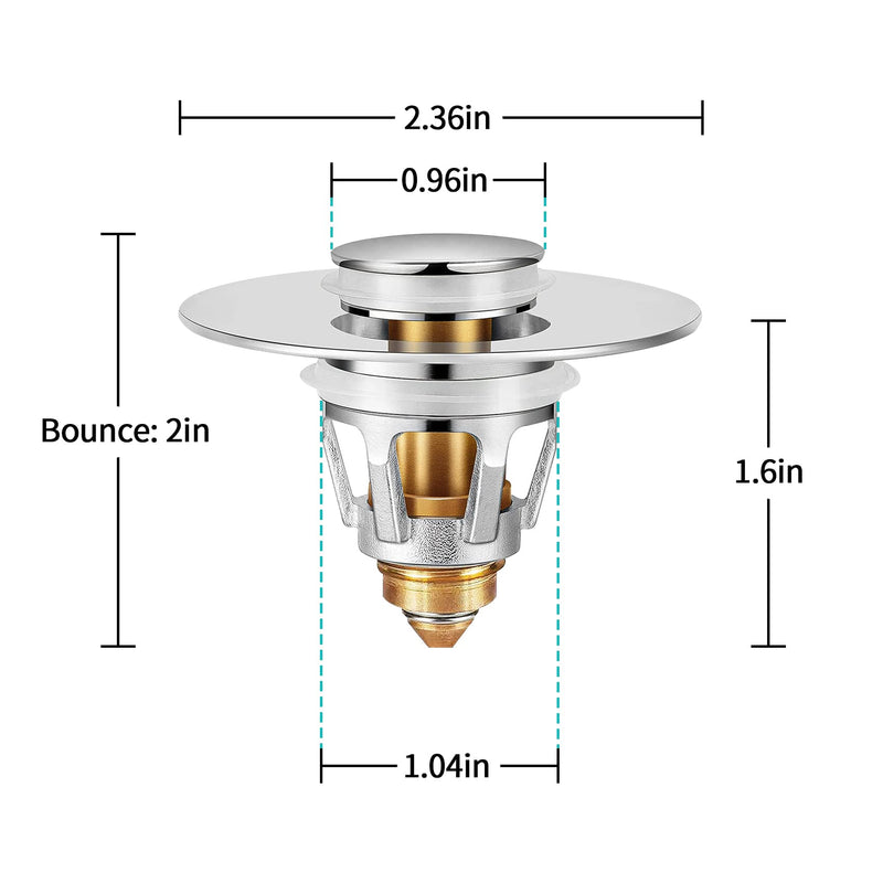 Universal Bathroom Sink Stopper with Hair Catcher, for 1.04-1.97 Inch Drain Hole, Spring Core Bathtub Drain Cover, Pop Up Sink Plug Basin Drain Strainer 1.04-1.97'' - NewNest Australia