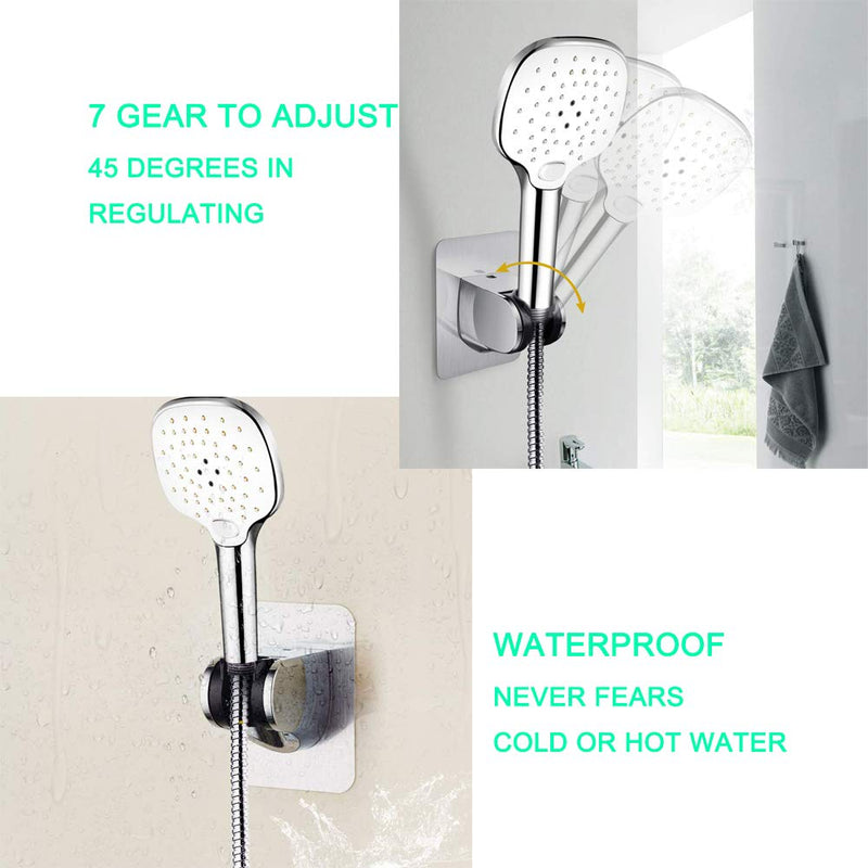 Strong Adhesive and Waterproof Shower Head Holder, Adjustable Handheld Shower Holder Wall Mount Shower Bracket by Lofekea Silver - 1 PACK
