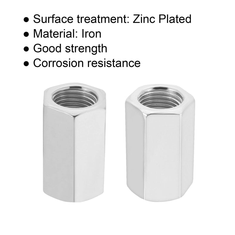 MECCANIXITY Hex Coupling Nuts M10 x 1mm Fine Thread 24mm Length Sleeve Stud Rod Adapters Pipe Connectors Pack of 15 M10x24mm