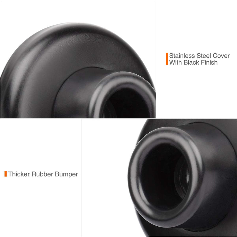 Concave Wall Door Bumper Stop Black – 2-1/2” Outside Diameter Stainless Steel Cover with 1-1/8” Black Rubber Bumper – Easy to Install with Screw 1 Pack Concave-Black