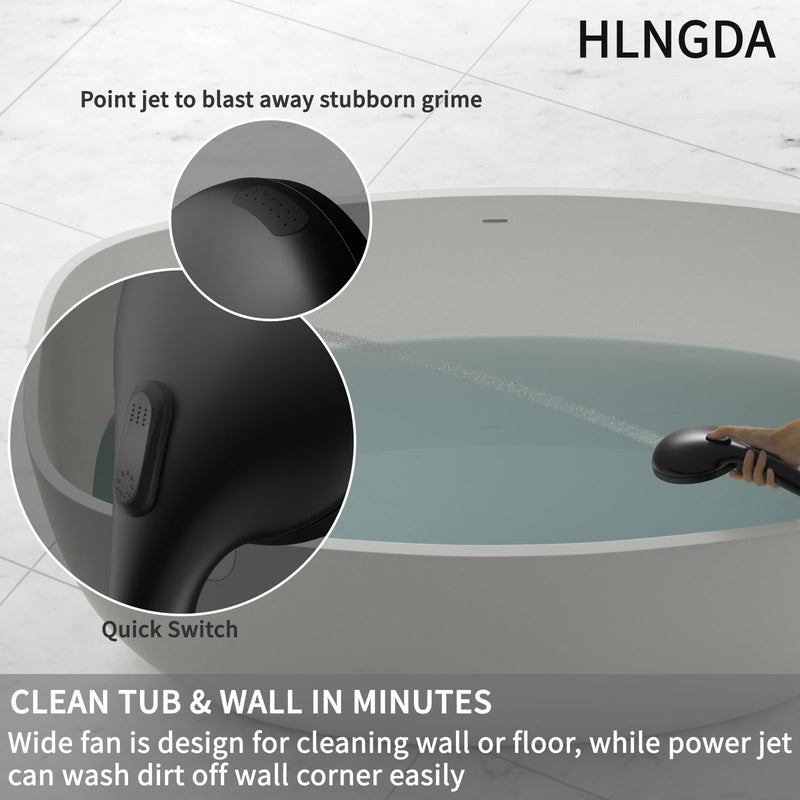 High Pressure Rain Handheld Shower Head Set,Anti-clog Nozzles with Handheld Spray Combo,Fixed Showerhead 6-Mode,59 Inch Hose Bracket Teflon Tape Rubber Washers,Matte Black(MLJ-SC001SGN-2YHS) MLJ-SC001SGN-2YHS