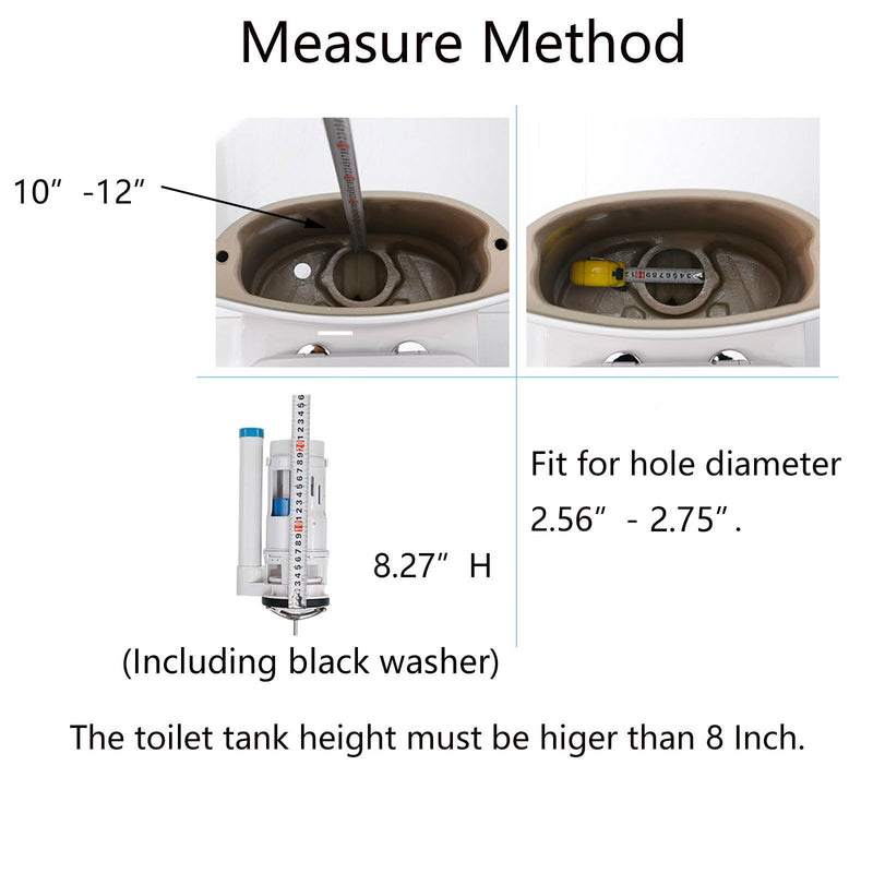 T Tulead Toilet Dual Flush Valve,Fill Valve,Push Button,Toilet Repair Kit 210mm Height, for 255-305mm Toilet Tank, for Ceramic Hole Dia, 65-70mm