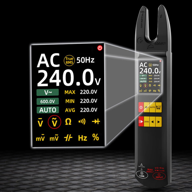 BSIDE Digital Clamp Meter 6000 Counts Multimeter 600A Open Jaw Meter Auto-Ranging Voltmeter Measuring AC/DC Current &Voltage Capacitance Resistance Diode Continuity NCV/Live Wire with Hold Max/Min/Ave