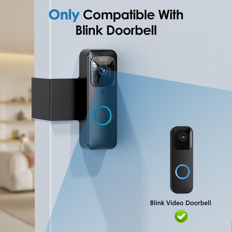 Blink Doorbell Mount, NANW Full-Metal Anti-Theft Doorbell Camera Mount, No-Drill and Not Block Motion Sensor Bracket, Blink Aluminum Alloy Video Doorbell Holder for Home/Apartment/Dorm,Black Black-Sensor Unblocked