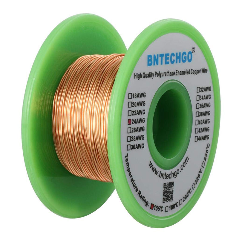 BNTECHGO 24 AWG Magnet Wire - Enameled Copper Wire - Enameled Magnet Winding Wire - 4 oz - 0.0197" Diameter 1 Spool Coil Natural Temperature Rating 155℃ Widely Used for Transformers Inductors 24 gauge enameled magnet wire 4 oz natural 4 oz