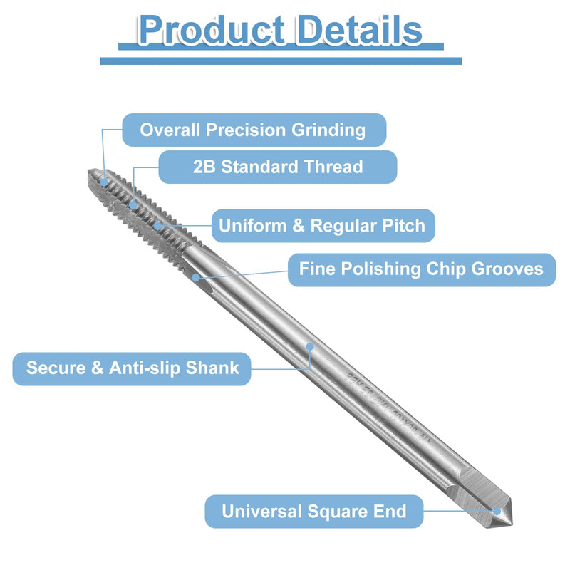 uxcell 4pcs Straight Flute Screw Taps 1/4-20 UNC 2B Thread 4" Extra Long HSS6542 Machine Threading Milling Tap Tapping Tools 1/4-20 UNC x 4"