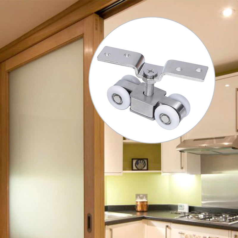 2pcs 4-Wheel Stainless Stee Hanging Wheel Suitable fo Sliding Doors in Halls and Kitchen cabinets wadrobe Sliding Door