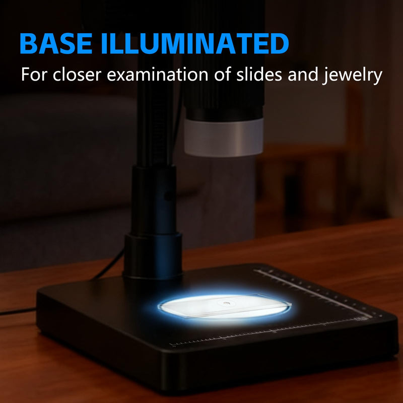 Digital Microscope,4.3" Digital Coin Microscope with Screen,with 8 Adjustable LED Lights, 1080P PC View Compatible with Windows/MacBook,Base with Adjustable Lighting
