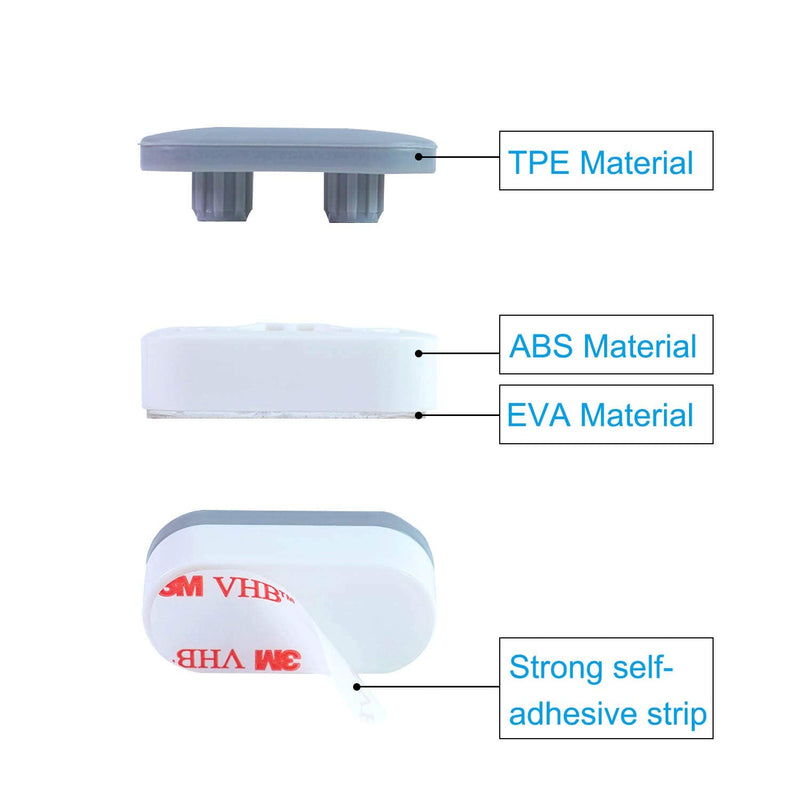 Hibbent 10 Pieces Toilet Seat Bumpers, Universal Buffer Toilet Lid Rubber Bumpers Each One with 2 Thickness TPE Pads(2 Heights) Strong Adhesive Bidet Bumpers Used for Home, Hotel, Hospital Gray