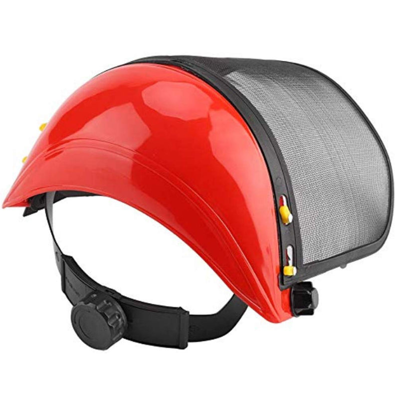 Mesh Safety Helmet, Full Face Safety Helmet Hat Shield Protect with Mesh Visor for Industrial Chainsaw Gardening Logging Brushcutter Forestry Shield Protection, Mesh Mower Helmet (Red)