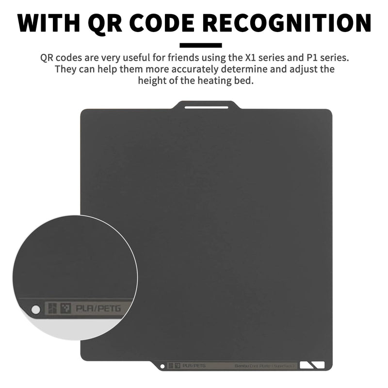 Bamboo Original Low Temperature Cold Printing Build Plate 257x257MM | Suitable for Bambulab X1/P1/A1 3D Printers, Spring Steel Plate, SuperTack Coating, Perfect for PLA and PETG Filament