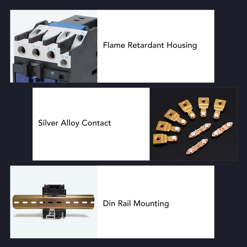 CJX2-18 AC Contactor 18A DIN Rail Mount Normally Open Electric Motor Starter with Pure Copper Coil for Industrial Control Panel
