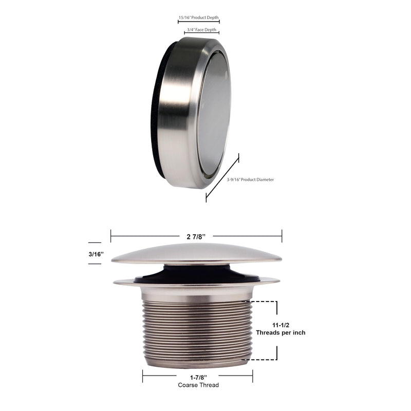Westbrass Deep Soak Closing Overflow Plumber's Pack with Sch. 40 PVC Elbows and Tee, with an ADA aprroved Tip-Toe Drain, Satin Nickel, D593CHPM-07