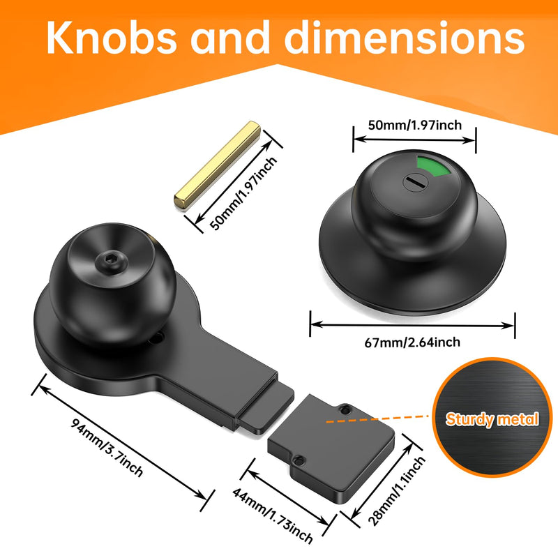 New ball indicator bolt lock, safe, with occupancy indicator, easy installation without lock cylinder, perfect for bathroom partitions, restrooms, restaurants, medical offices, Airbnb.（black) black bolt lock