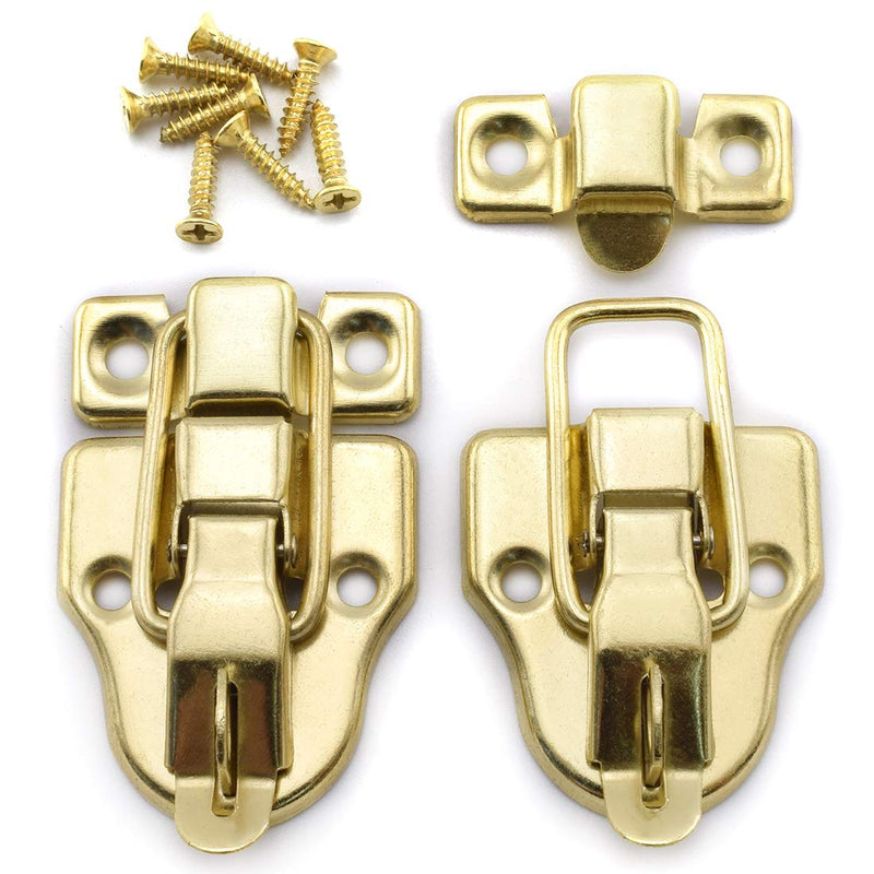 SDTC Tech 2-Pack Retro Gold Style Box Toggle Latch Antique Metal Duckbilled Hasp Latch Catch with Padlock Hole for Jewelry Box Cabinet Small Wooden Case Ordinary Box Crafts