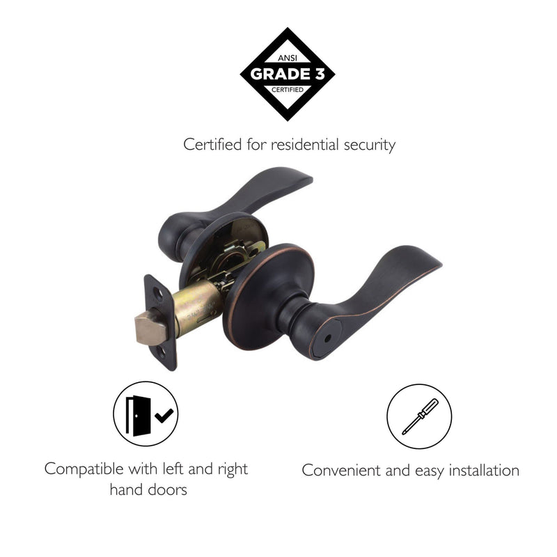 Design House 700534 Springdale Privacy Bed and Bath Door Lever Oil Rubbed Bronze Privacy - Locking