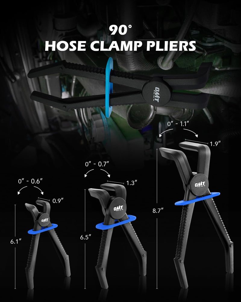 Orion Motor Tech Hose Pinch Off Pliers, 6 Piece Long Reach Hose Pinch Off Pliers Set for Flexible Hoses Brake Fuel Coolant Hoses Maintenance, Hose Pinch Pliers with Straight and 90° Pliers Straight and Angled