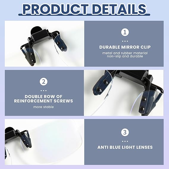 2 Pack Blue Light Blocking Clip-On and Flip-Up Reading Glasses with Magnifying Lenses Readers for Unisex Use 1.5X