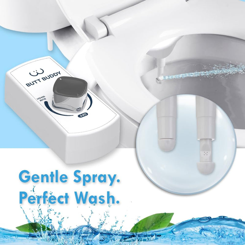 BUTT BUDDY - Bidet Toilet Seat Attachment & Fresh Water Sprayer (Easy to Install, Universal Fit, No Plumbing or Electricity Required | Self-Cleaning Nozzle, Adjustable Pressure Control, USA Stock) 1
