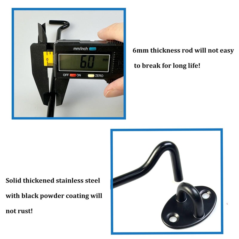 2 Pack Hook and Eye Latch for Door 2 inch Black, Stainless Steel Barn Door Lock Solid Thicken Gate Latch for Door, Windows, Sheds, Fences, Gates