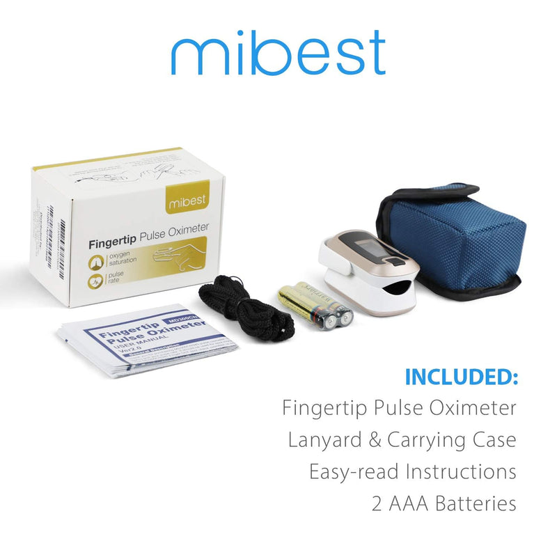 mibest OLED Finger Pulse Oximeter, O2 Meter, Dual Color White/Luxury Gold