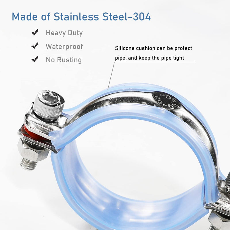 AKIHISA 2-9/16 Inch Ceiling Mount Pipe Support,2 Pack Adjustable 304 Stainless Steel Split Ring Hanger ID Range 60-65mm(50+50mm) 60-65mm(50+50mm)