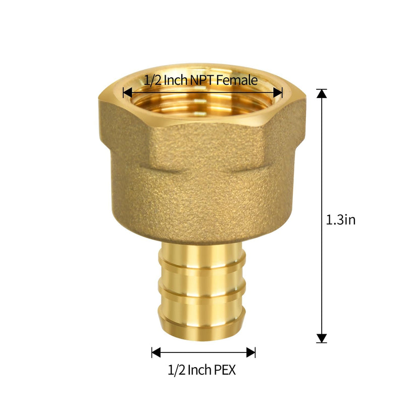 20 Pack PEX 1/2" x 1/2" NPT Female Fittings, Brass, Full Port 20pcs-PEX 1/2" x 1/2" NPT