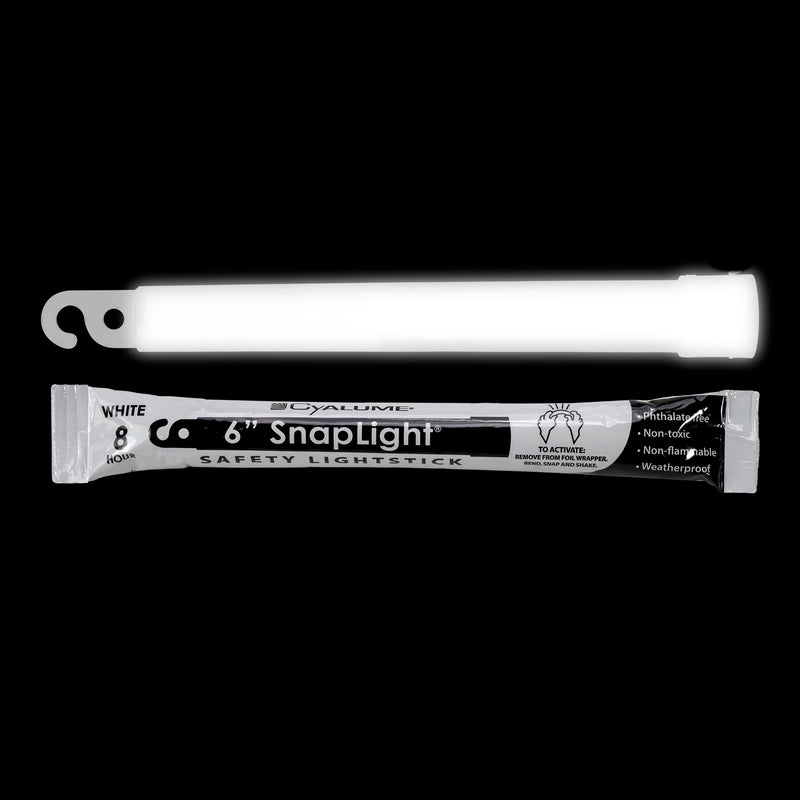 Cyalume White Emergency Glow Sticks - Premium 6” SnapLight Survival Glow Sticks with 8 Hour Duration for Use as Emergency Flares and Hiking Safety Gear (Bulk Pack of 10 Safety Glow Sticks)