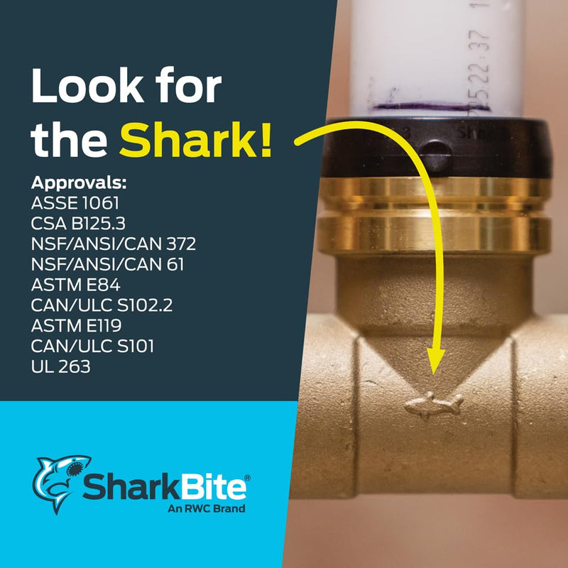 Sharkbite MNPT Adapter, Push to Connect Brass Plumbing Fitting, PEX Pipe, Copper, CPVC, PE-RT, HDPE 1-1/2 in.