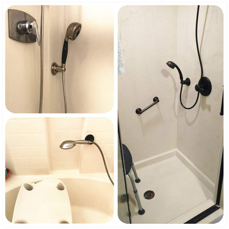 JiePai Suction Cup Shower Head Holder Adhesive,Suction Handheld Shower Head Holder Bracket,Removable Wall Mount Holder for Bathroom,Brushed Nickel Holder-Brushed Nickel