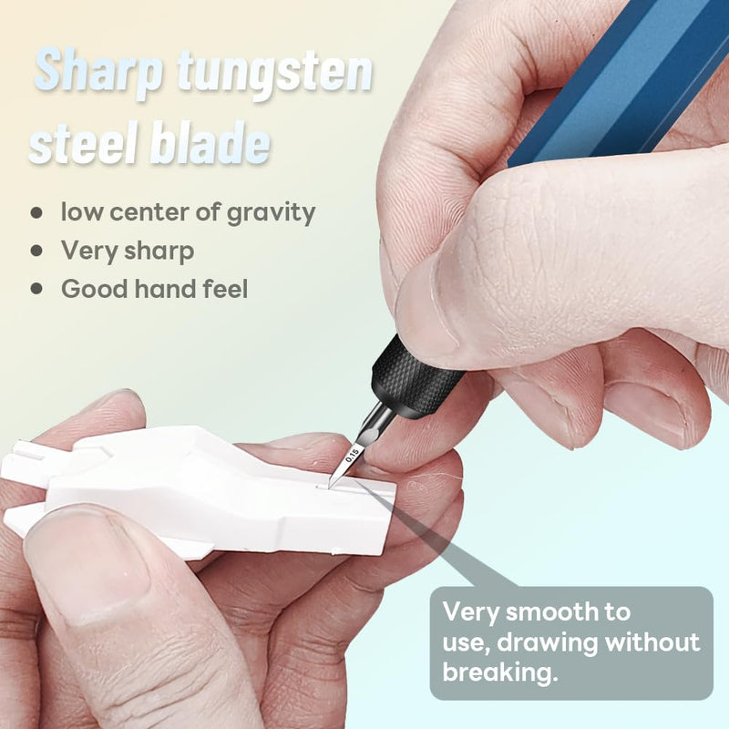stedi Model Scriber Chisel,Tungsten steel Blades 0.15mm,for Modeling Hobby,RG Scale Model,Gundam Model Kit,for Scribing line, Engraved,Panel line,Resin,Blue Blue+0.15mm