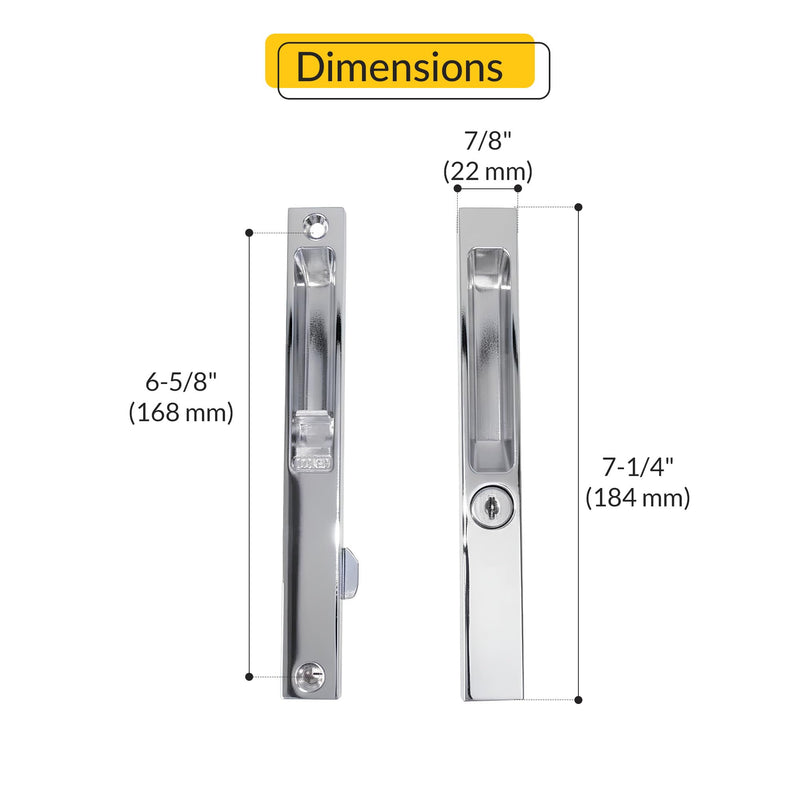 Chrome Sliding Glass Door Handle With Key
